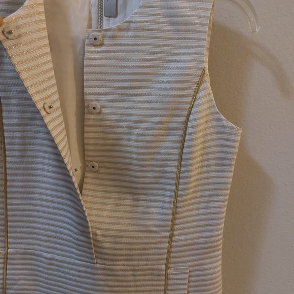 PUNCH A line Gold and Cream Over The Knee length Dress Size 4 - Picture 3 of 12